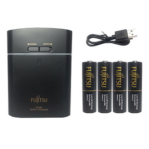 (592219) 후지쯔 FUJITSU 배터리 충전기(블랙) &amp; AA충전지(2450mAH x 4개)
