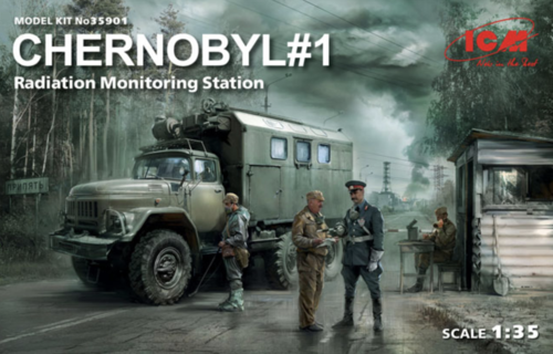 (ICM35901) 1/35 Chernobyl#1 Radiation Monitoring Station (ZiL-131KShM truck &amp; 5 figures &amp; diorama b)