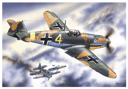 (ICM48103) 1/48 Messerschmitt Bf 109F-4 WWII German Fighter