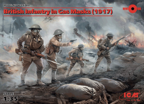 (ICM35703) 1/35 British Infantry in Gas Masks (1917)