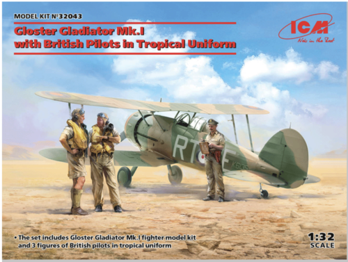 (ICM32043) 1/32 Gloster Gladiator Mk.I with British Pilots in Tropical Uniform