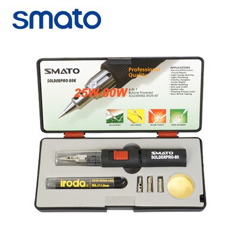 스마토 가스인두기세트 6pcs 250-450도 원터치 자동점화 PRO-80K