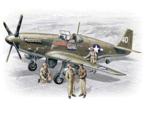 (ICM48125) 1/48 Mustang P-51B with USAAF Pilots and Ground Personnel
