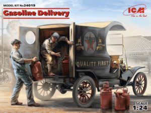 (ICM24019) 1/24 Gasoline Delivery Model T 1912 Delivery Car with American Gasoline Loaders